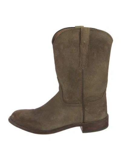 Pre-owned Lucchese Suede Western Boots In Brown