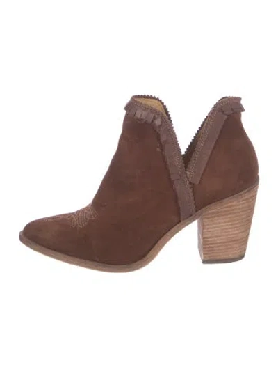 Pre-owned Lucchese Suede Western Boots In Brown