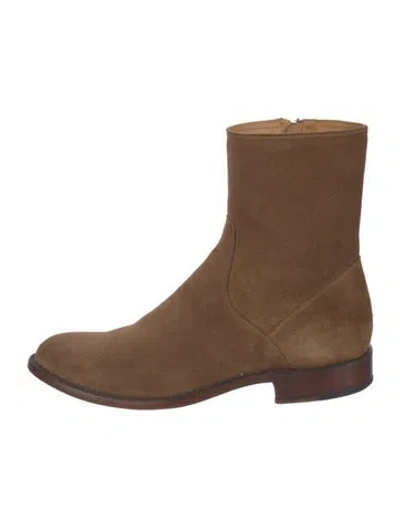 Pre-owned Lucchese Suede Western Boots In Brown