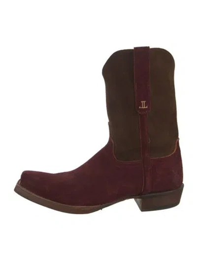 Pre-owned Lucchese Suede Western Boots In Brown/burgundy