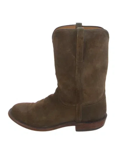 Pre-owned Lucchese Suede Western Boots In Brown/neutrals