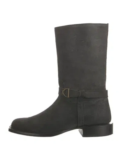 Pre-owned Lucchese Suede Western Boots In Green