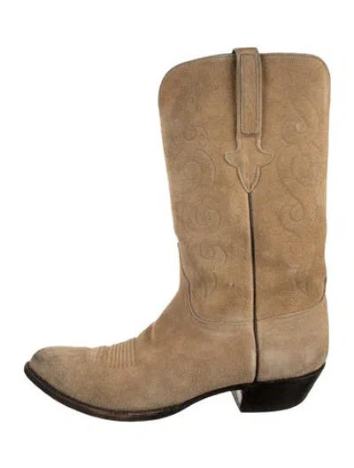 Pre-owned Lucchese Suede Western Boots In Neutrals