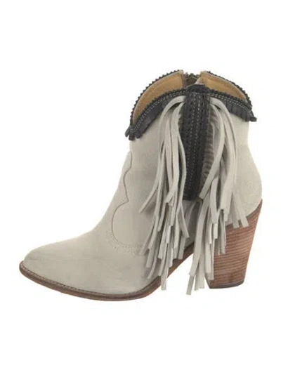 Pre-owned Lucchese Suede Western Boots In Neutrals/white