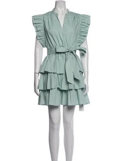 Pre-owned Lucchese V-neck Mini Dress In Green