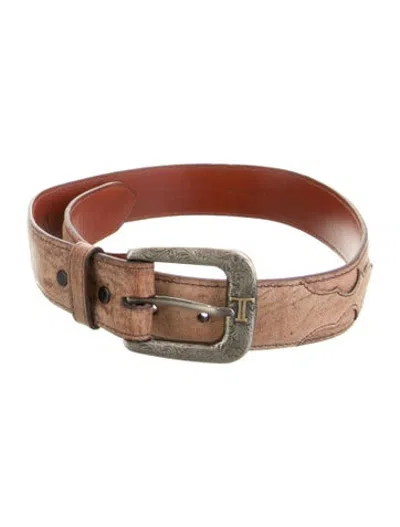 Pre-owned Lucchese Wide Leather Waist Belt In Brown