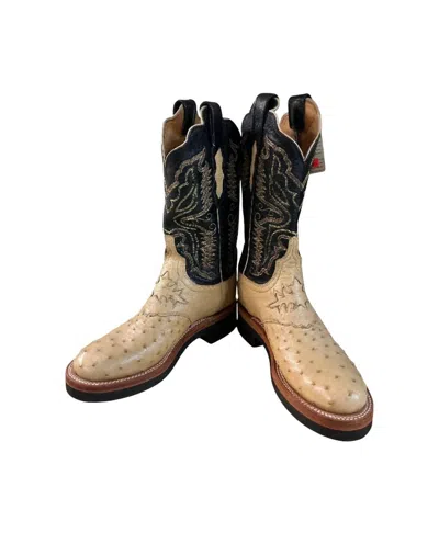 Lucchese Women's Ostrich Boot In Tan And Black In Multi