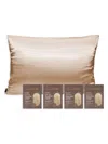 Luce Silky Satin Pillowcase Bundle 4 Piece In Gold