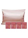 Luce Silky Satin Pillowcase Bundle 4 Piece In Pink