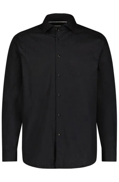 Luchiano Visconti Alligator Jacquard Shirt In Black