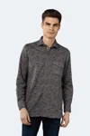 Luchiano Visconti Beige With Navy Designs Brushed Flannel Shirt In Grey
