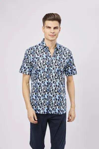 Luchiano Visconti Black Skulls Shirt In Brown