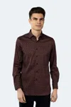 Luchiano Visconti Black With Orange, Blue And Navy Shape Shirt In Brown