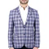 Luchiano Visconti Blue, Orange And Beige Plaid Weave In Blue
