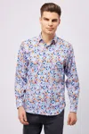 Luchiano Visconti Blue With Guitars Shirt In White