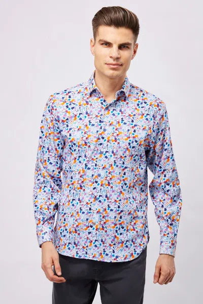 Luchiano Visconti Blue With Guitars Shirt In White