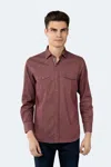 Luchiano Visconti Blush Red Denim Shirt In Multi