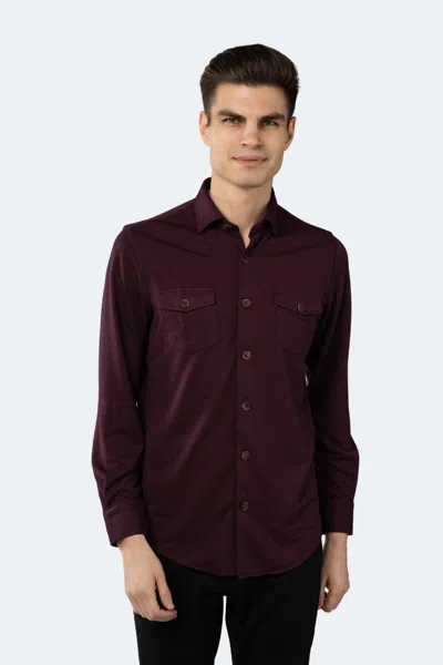 Luchiano Visconti Burgundy Knit Shirt In Red