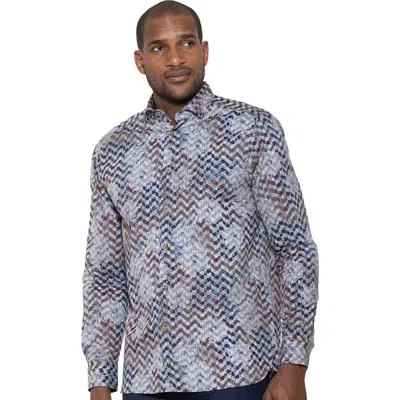 Luchiano Visconti Chevron Floral Double Sided Shirt In Multi