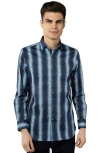 Luchiano Visconti Navy Light Blue Gradient With Gold Circle Chain Shirt In Multi
