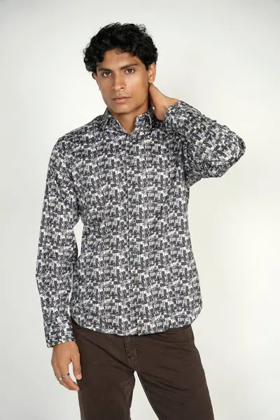 Luchiano Visconti Daggered Line Shirt Signature Collection In Grey