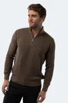 Luchiano Visconti Dark Mink Melange Quarter Zip In Brown
