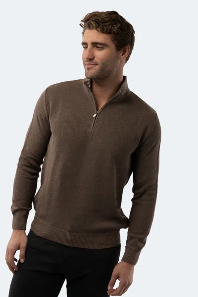 Luchiano Visconti Dark Mink Melange Quarter Zip In Brown