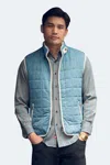 Luchiano Visconti Denim Blue Quilted Zip Up Vest In Blue