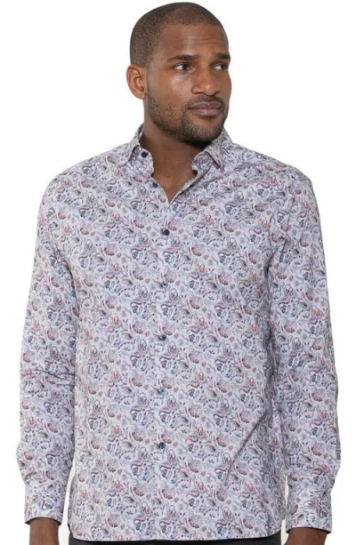 Luchiano Visconti Digital Floral Print Shirt In Gray