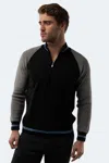 Luchiano Visconti Grey-black Quarter Zip In Black