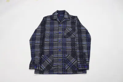 Luchiano Visconti Grey, Navy, And Royal Blue Plaid Shaket In Black