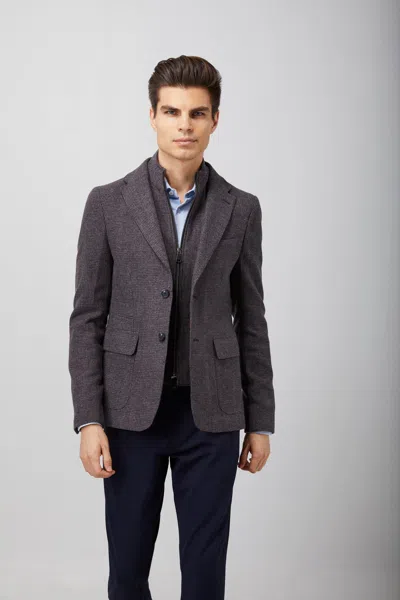 Luchiano Visconti Grey Woven Sportcoat In Multi