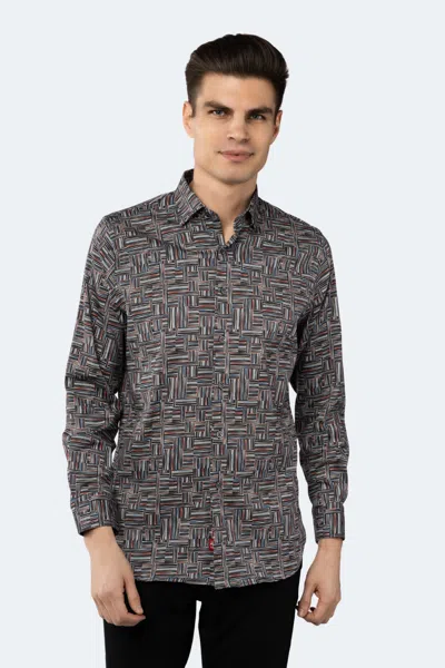 Luchiano Visconti Interval Daggers Of Black, White, Blue And Red Marks Shirt In Brown
