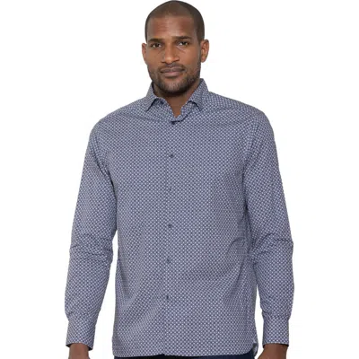 Luchiano Visconti Jim Geometric Tile Print Long Sleeve Shirt In Blue