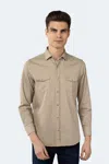 Luchiano Visconti Khaki Denim Shirt In Brown