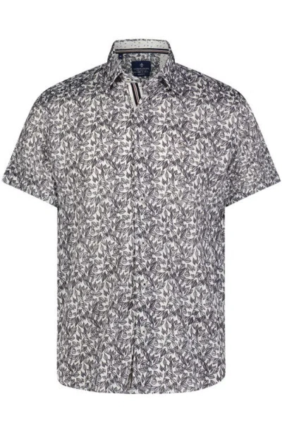 Luchiano Visconti Leaf Print Short Sleeve Shirt In Multi