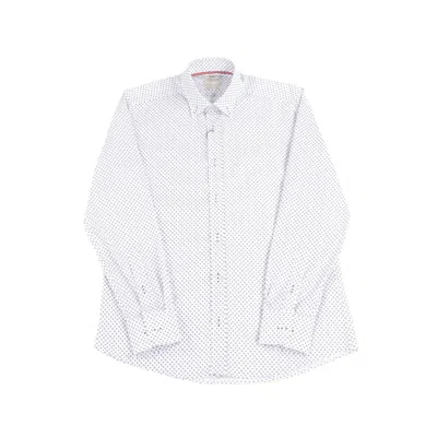 Luchiano Visconti Leo Blue And Red Circle Jacquard Shirt In White