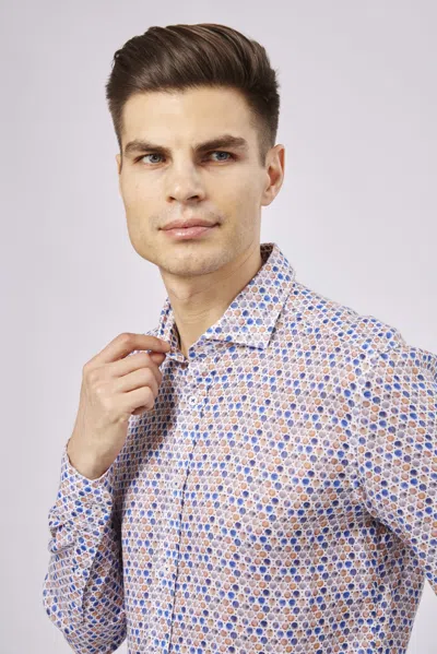 Luchiano Visconti Leo Circles And Triangles Shirt In Purple