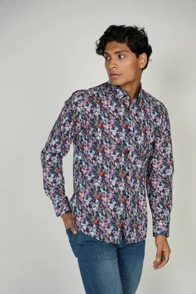Luchiano Visconti Leo Geo King Cotton Shirt In Purple
