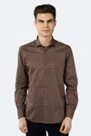 Luchiano Visconti Leo Light Brown Circle And Squares Jacquard Shirt In Brown