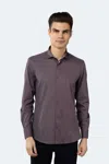Luchiano Visconti Leo Maroon With Beige Circular Jacquard Design Shirt In Red