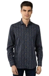 Luchiano Visconti Leo Navy Multi Paisley Jacquard Shirt In Multi