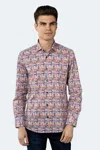 Luchiano Visconti Leo Multicolor Crisscross Boxes Shirt In Pink