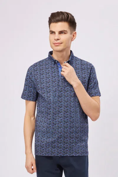 Luchiano Visconti Leo Multicolor Paisley Polo In Blue