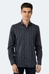 Luchiano Visconti Leo Navy Multi Paisley Jacquard Shirt In Grey