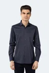 Luchiano Visconti Leo Navy Plaid Check Jacquard Shirt In Blue