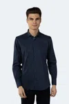 Luchiano Visconti Leo Navy With Turquoise Flowers Jacquard Shirt In Blue