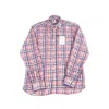 Luchiano Visconti Leo Orange And Navy Plaid Shirt In Pink