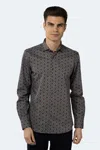 Luchiano Visconti Leo Royal Blue With Mint Green And Orange Floral Jacquard Shirt In Grey