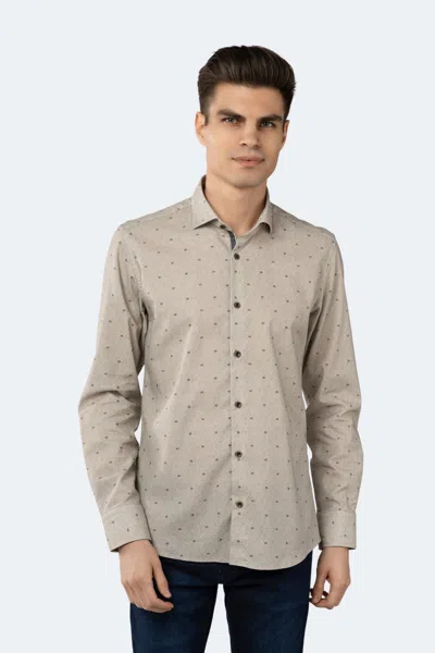 Luchiano Visconti Leo Sand Diamond Jacquard Shirt In Grey